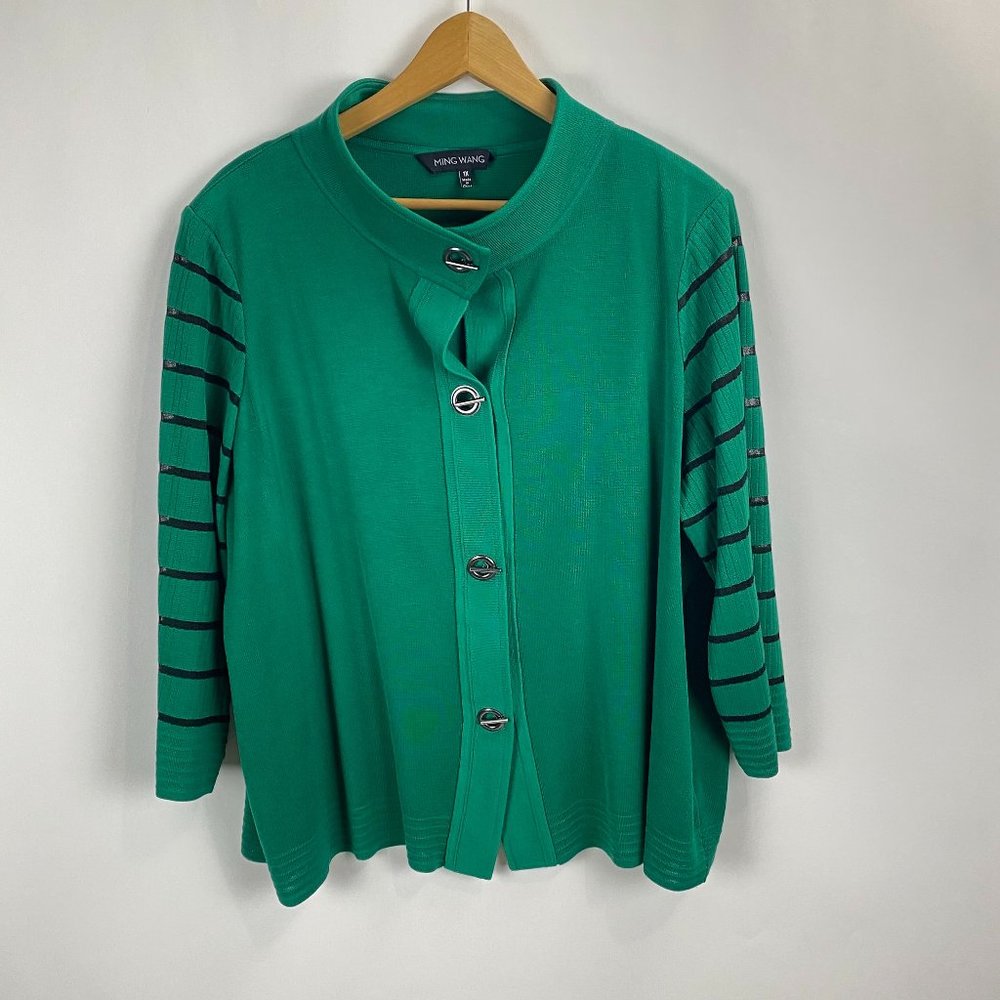 Ming Wang Green Black Cardigan